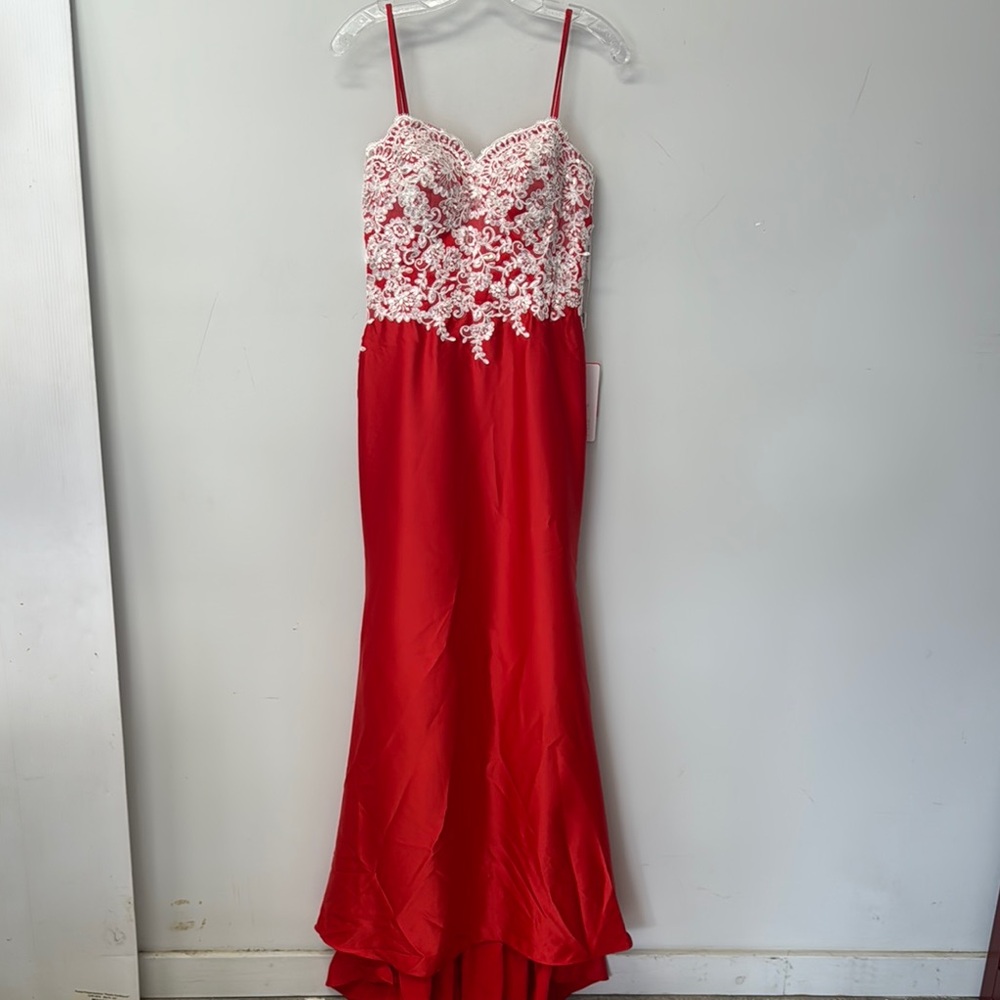 JJs House Evening Gown Prom Strap Strapless Princess Neck Sequin Lace Cutout 4